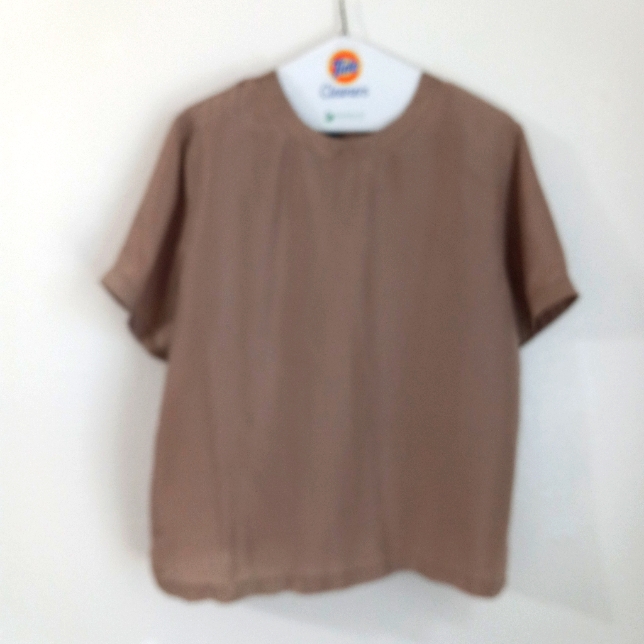 Willow Ridge Lp Vintage Silk Short Sleeved Top In Taupe Petite